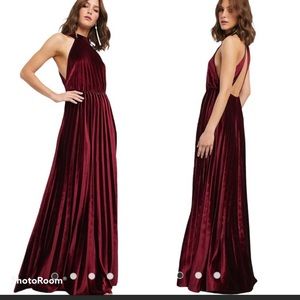 ASOS Design halter pleated waisted maxi dress in velvet NWT sz 2